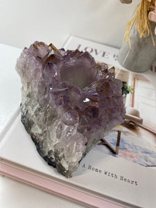 Amethyst Crystal tea light candle holder