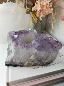 Amethyst Crystal tea light candle holder