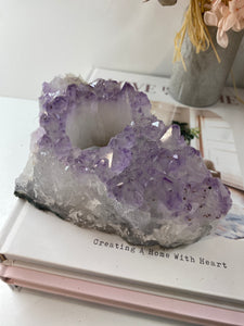 Amethyst Crystal tea light candle holder