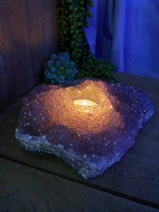 Amethyst Crystal tea light candle holder