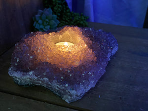 Amethyst Crystal tea light candle holder