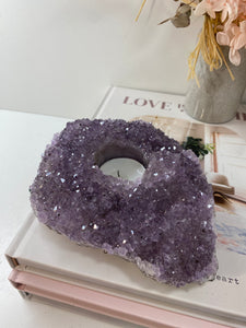 Amethyst Crystal tea light candle holder