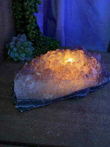 Amethyst Crystal tea light candle holder