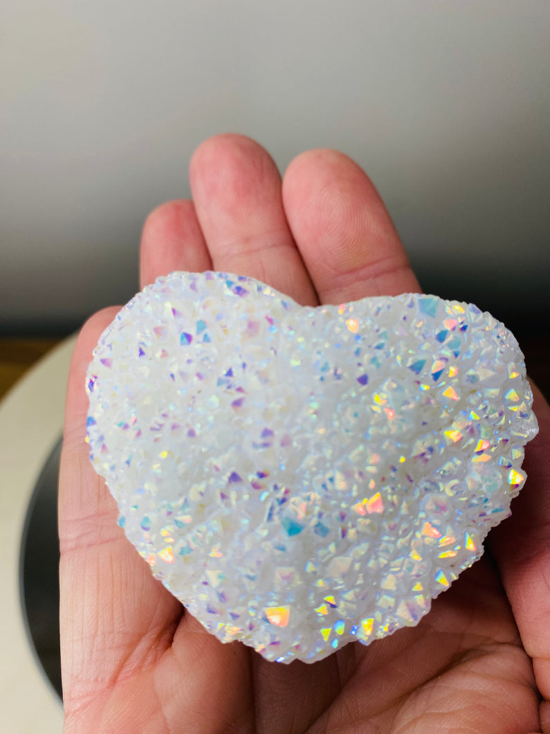 Aura Quartz crystal cluster love heart