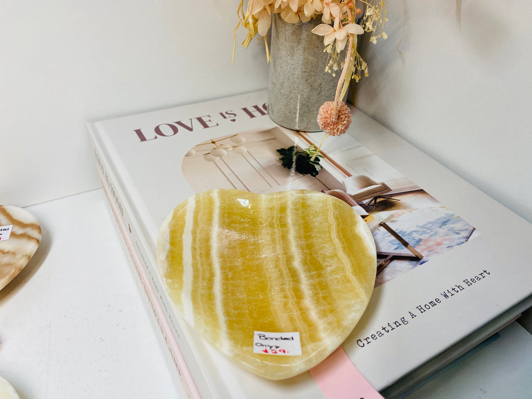 Banded Onyx heart shaped bowls