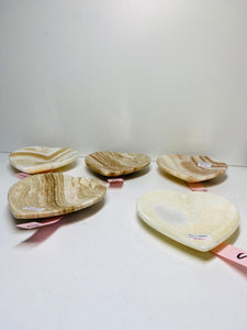 Banded Onyx heart shaped bowls