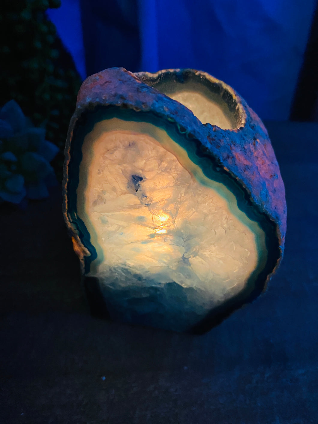 Blue Agate tea light Candle Holder