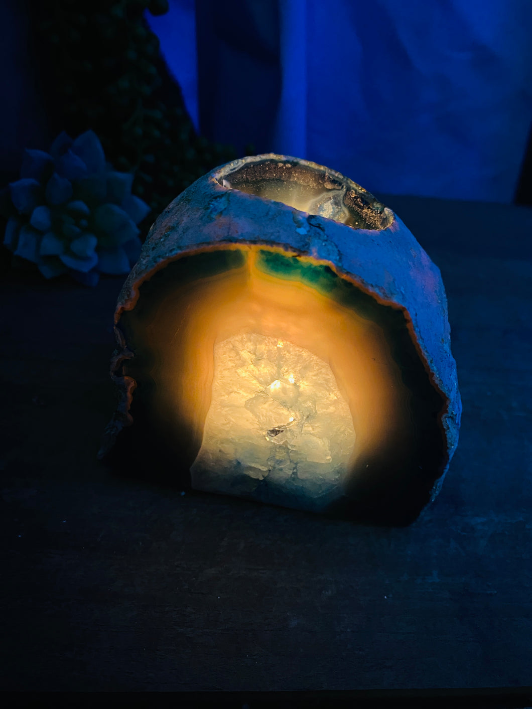 Blue Agate tea light Candle Holder