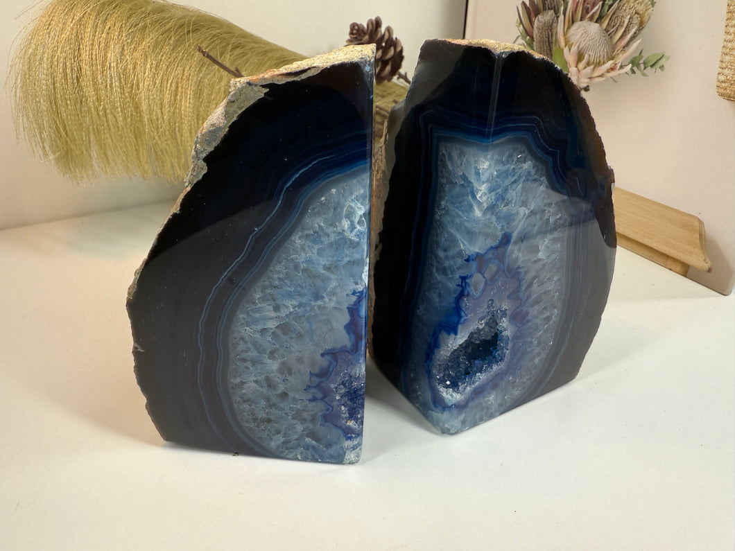 Blue Agate book ends