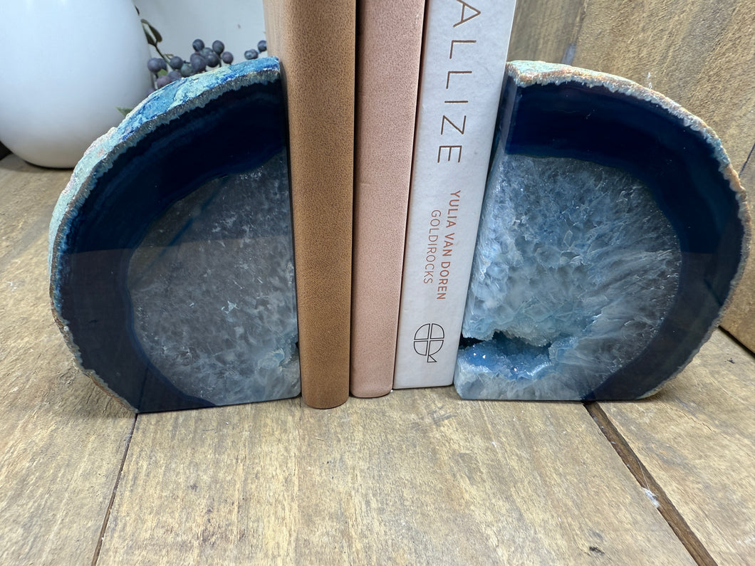 Blue Agate book ends