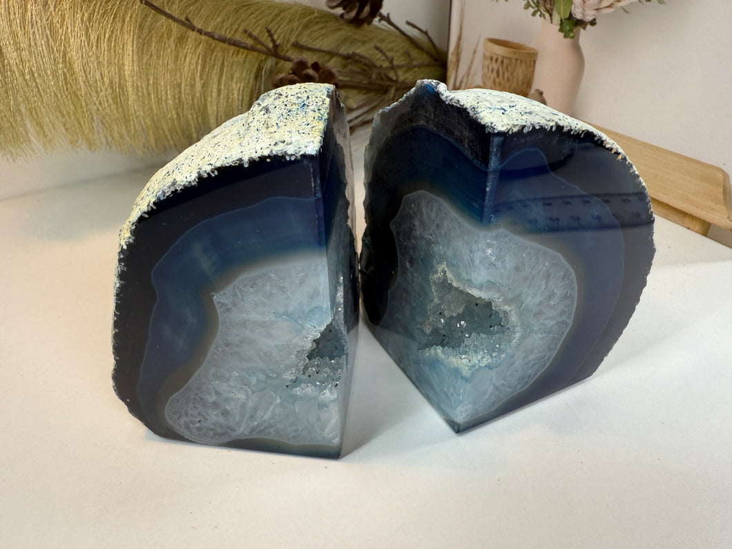 Blue Agate book ends