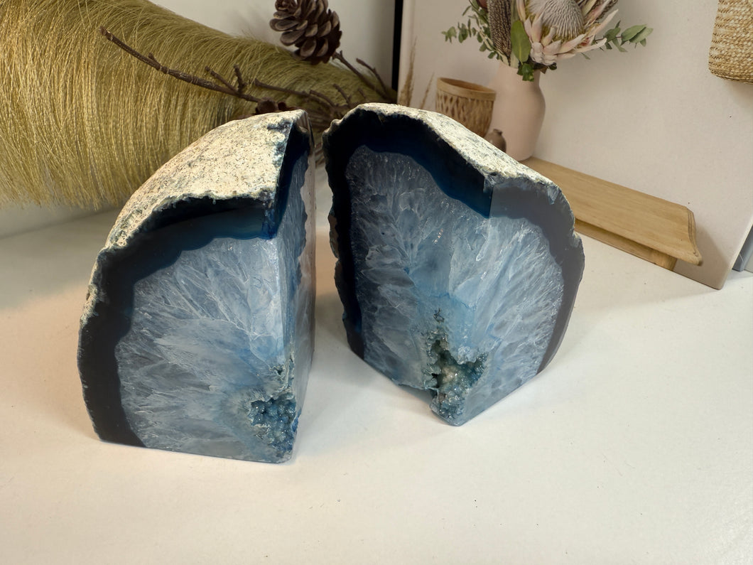 Blue Agate book ends