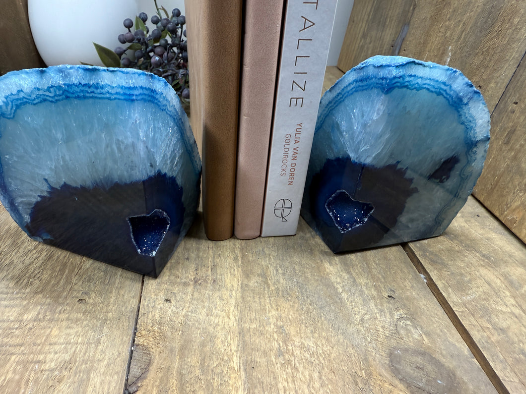 Blue Agate book ends
