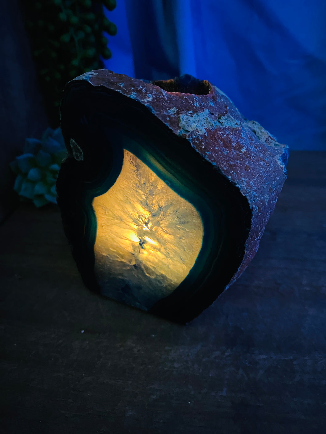 Blue Agate tea light Candle Holder