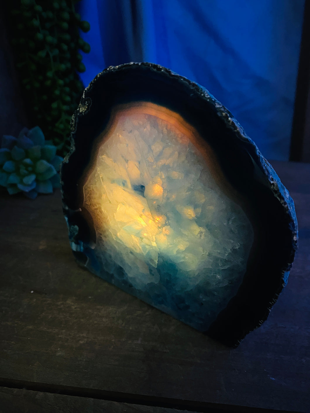 Blue Agate tea light Candle Holder