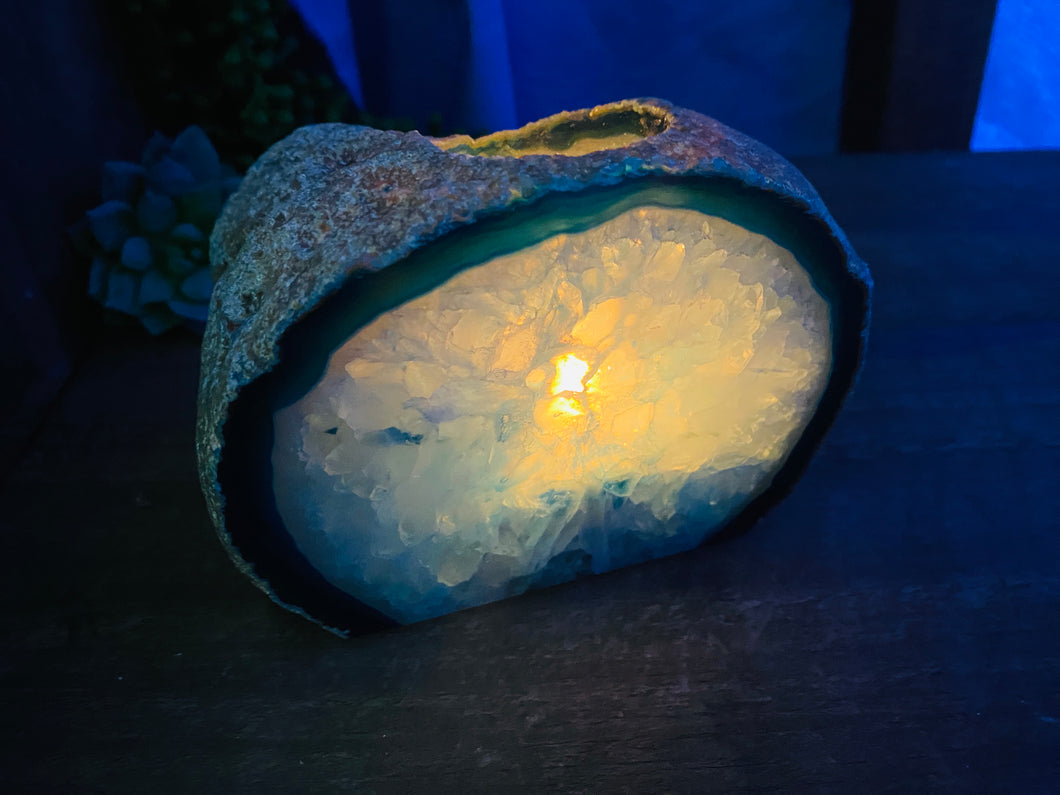 Blue Agate tea light Candle Holder