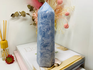 Blue Calcite natural stone tower -  home décor or unique bedroom display