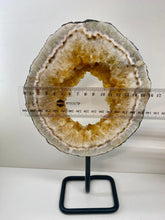Load image into Gallery viewer, Citrine geode slice on black stand