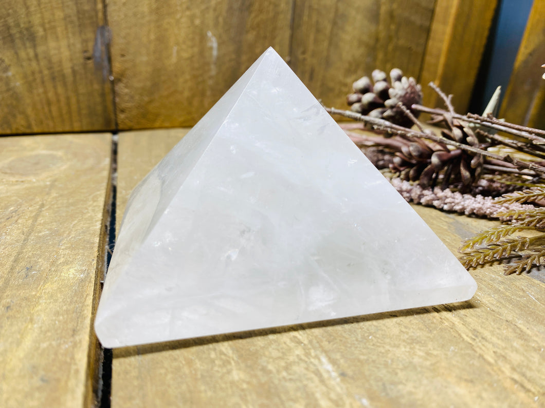 Clear Quartz pyramid, paper weight or unique display piece