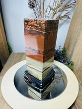Load image into Gallery viewer, Dendritic Limestone Tower on stand
