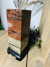 Load image into Gallery viewer, Dendritic Limestone Tower on stand