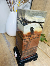 Load image into Gallery viewer, Dendritic Limestone Tower on stand