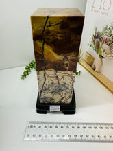 Load image into Gallery viewer, Dendritic Limestone Tower on stand