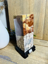 Load image into Gallery viewer, Dendritic Limestone Tower on stand