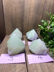 Green Calcite semi polished points