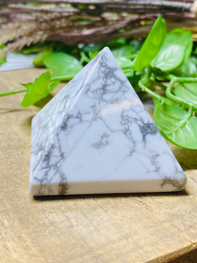 Howlite pyramid  - paper weight or unique display piece