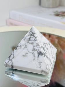 Howlite pyramid  - paper weight or unique display piece