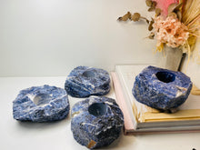 Load image into Gallery viewer, Sodalite tea light Candle Holders, natural stone / crystal