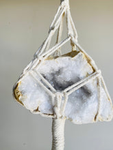 Load image into Gallery viewer, Quartz Crystal Geode Macrame - hanging crysal