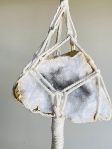 Quartz Crystal Geode Macrame - hanging crysal