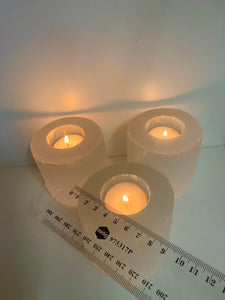 Medium Selenite tea light candle holder