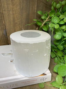 Medium Selenite tea light candle holder