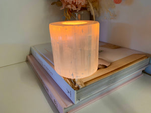 Medium Selenite tea light candle holder