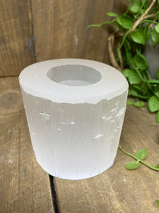 Medium Selenite tea light candle holder