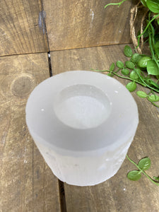 Medium Selenite tea light candle holder