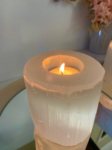 Medium Selenite tea light candle holder