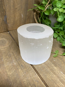 Medium Selenite tea light candle holder