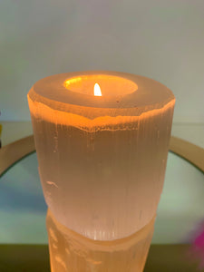 Medium Selenite tea light candle holder