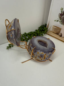 Natural Agate Geode box - jewelry box, trinket box or display piece