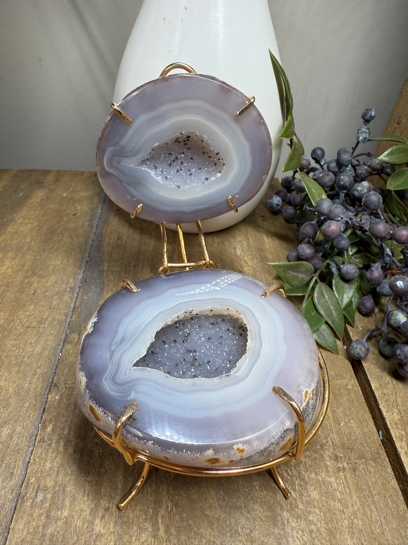 Natural Agate Geode box - jewelry box, trinket box or display piece