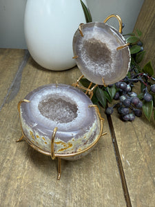 Natural Agate Geode box - jewelry box, trinket box or display piece
