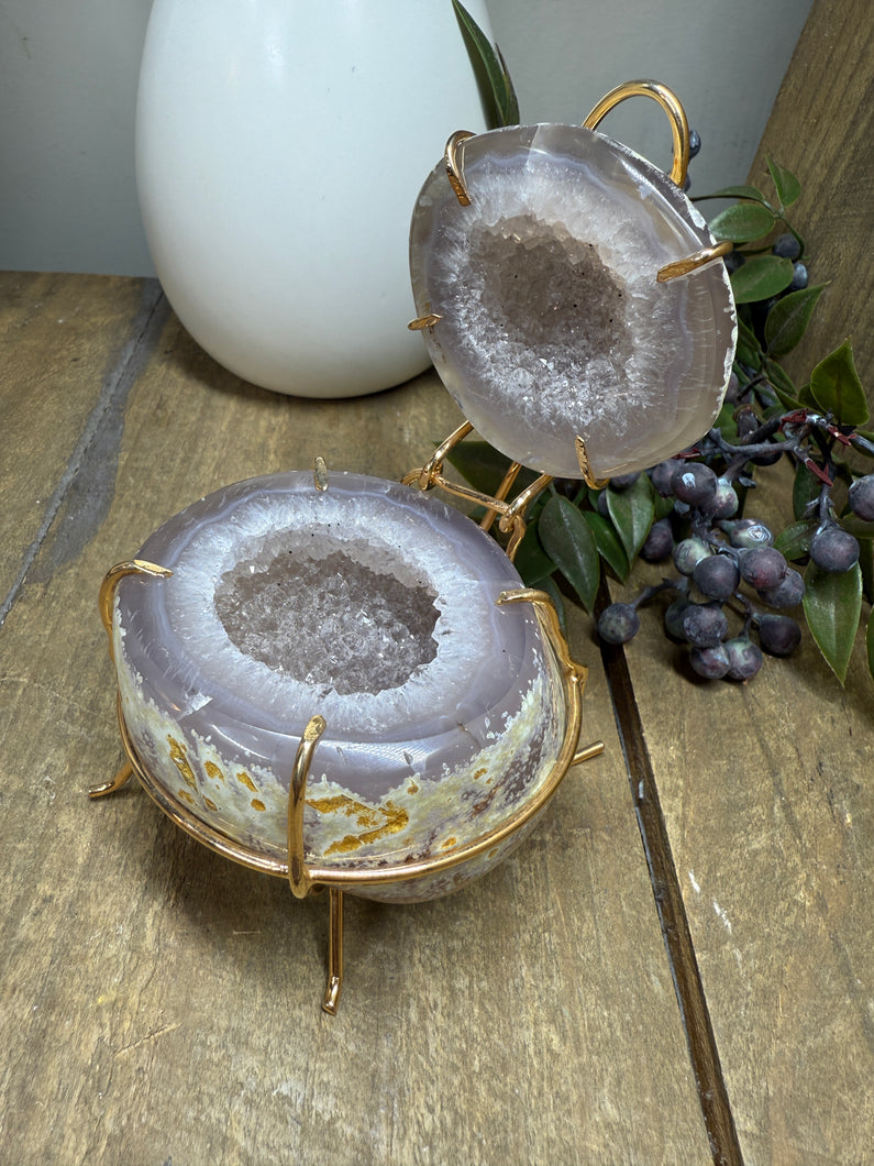 Natural Agate Geode box - jewelry box, trinket box or display piece