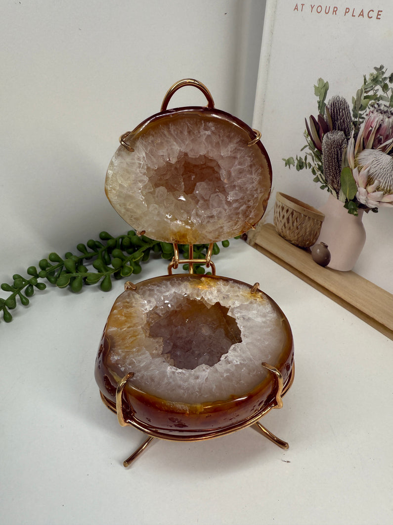 Natural Agate Geode box - jewelry box, trinket box or display piece