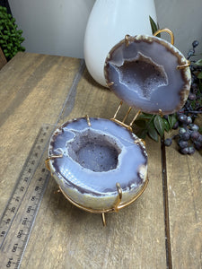 Natural Agate Geode box - jewelry box, trinket box or display piece