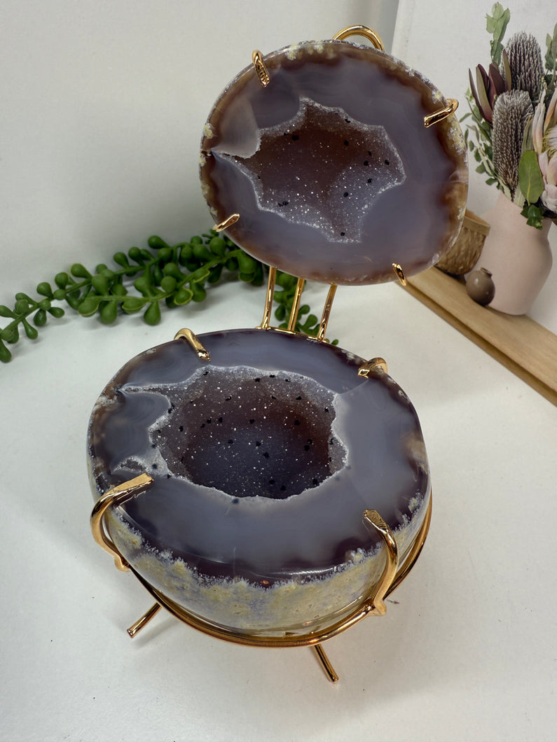 Natural Agate Geode box - jewelry box, trinket box or display piece