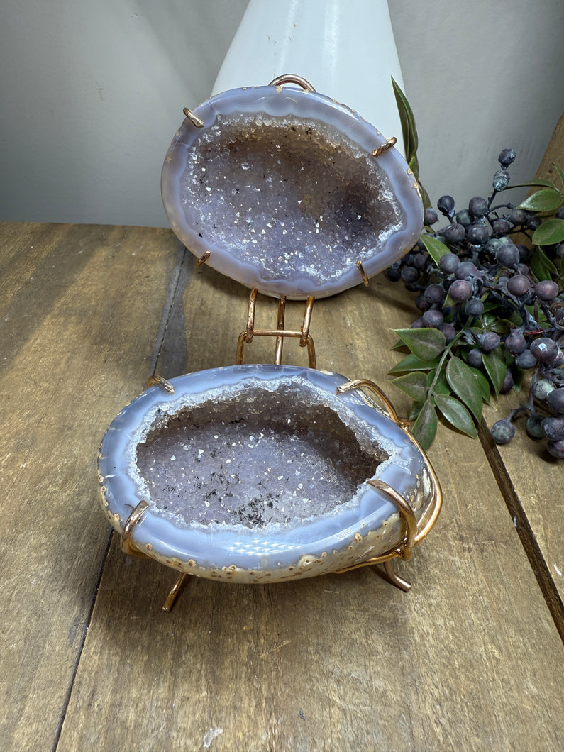 Natural Agate Geode box - jewelry box, trinket box or display piece